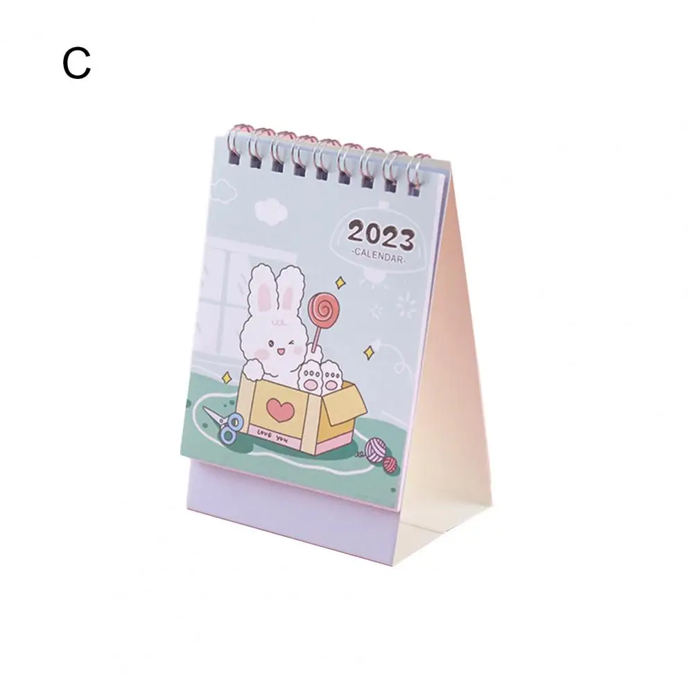 

Attractive 2023 Desk Calendar Long Lasting Record Date Excellent Mini Cartoon Rabbit Printing Calendar Party Favor