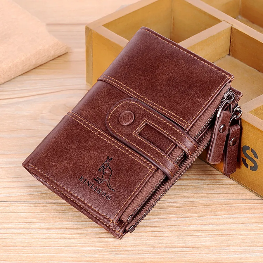 

Кошелек мужской кожаный с RFID-защитой и вертикальной молнией