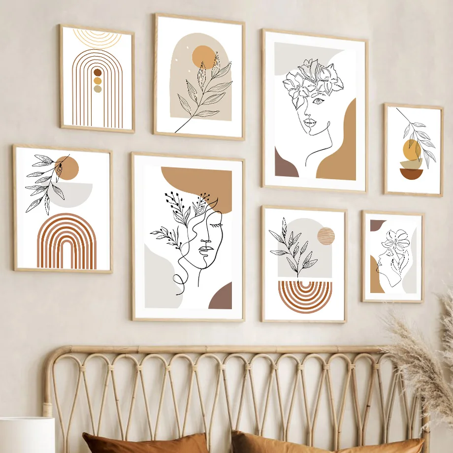 

Настенная картина в стиле бохо с радужными листьями, минималистичный абстрактный рисунок на холсте, скандинавский постер и принты для украшения гостиной