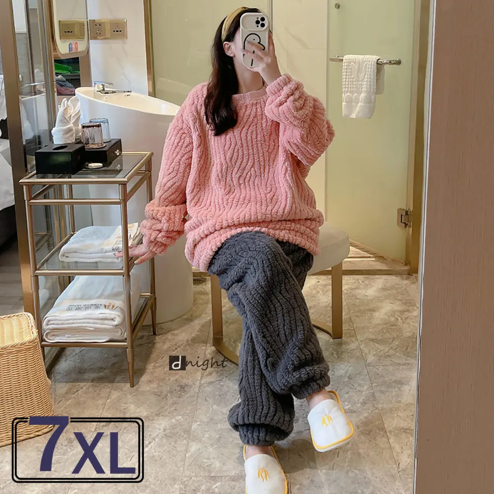 

Winter Women Flannel Pajamas Set Winter Warm Sleepwear Nightwear Female Larger Size Pijamas Suit Coral Fleece Loungewear M-7XL