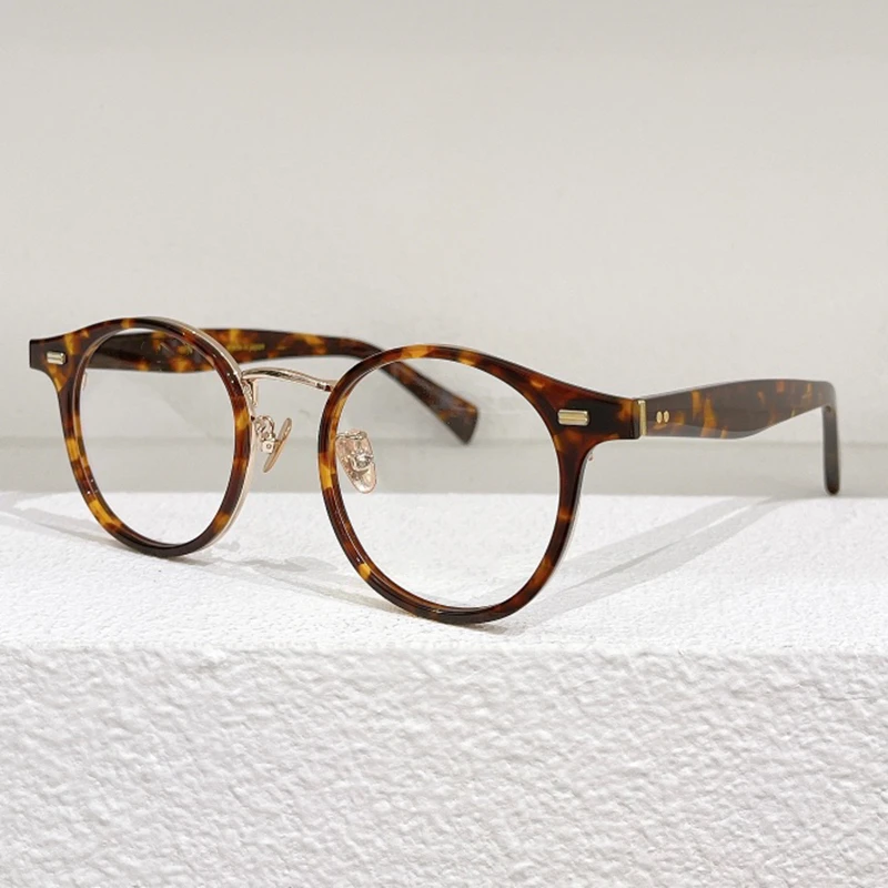 

JAPANESE M-895 BRAND Acetate Eyeglasses Frame Men Black Round Original Classical Myopia Glasses Women Designer Luxury Accessory
