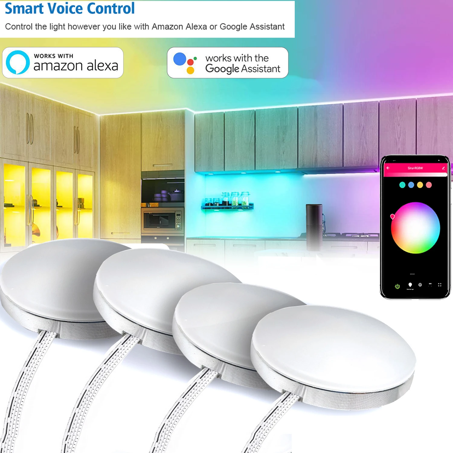 aluminum wifi tuya control rgb led under cabinet lighting dimming kitchen counter furniture lighting kit for alexa google home free global shipping