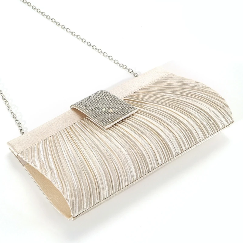 Женская блестящая плиссированная вечерняя сумка со стразами элегантный