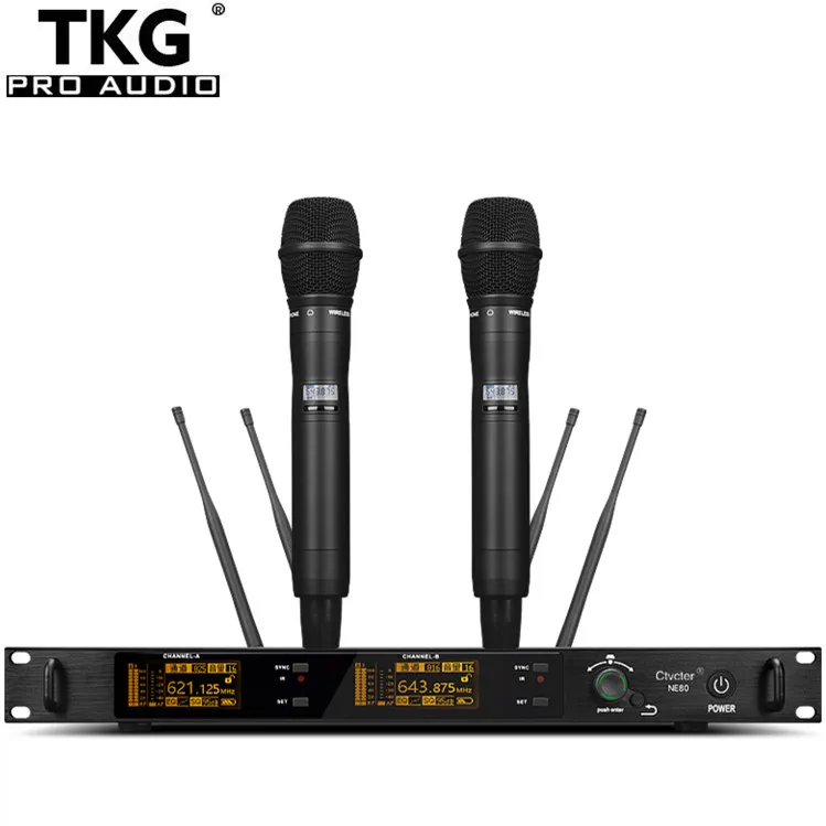 TKG 640-690 МГц профессиональный звук Беспроводная двухканальная гарнитура с