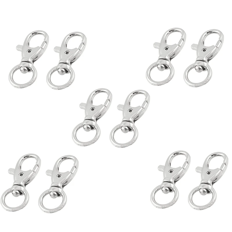 

10 Pcs Silver Tone Metal Keychain Keyring Lobster Clasps Swivel Clips