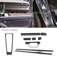 real carbon fiber interior trim kit center console dashboard panel gear shift frame cover door panel trim for porsche 911 718