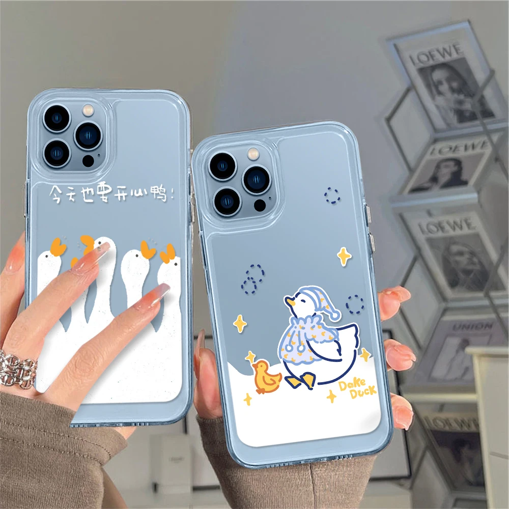 

Cute Duck Funny Phone Case for iPhone 13 12 11 Pro Max Mini XS XR X Protection Shell Back Cover for iPhone14 ProMax Coque Fundas