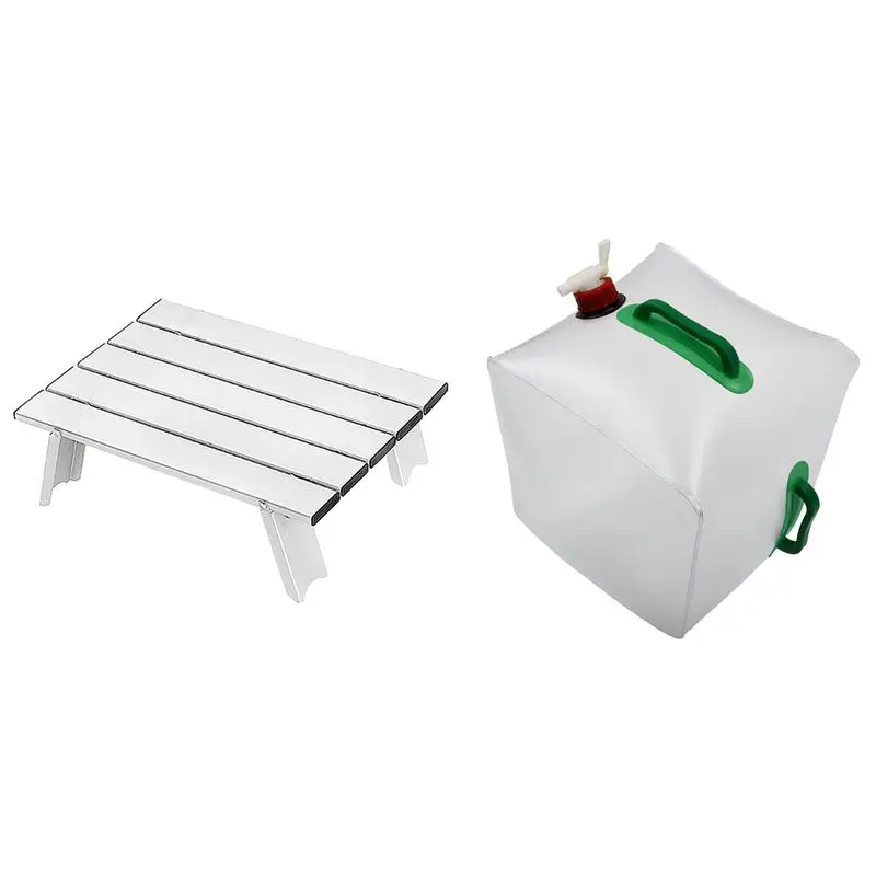 

20L 5.3 Gallon Water Carrier Collapsible Water Storage Container & Folding Table Picnic Table Light Aluminum Alloy