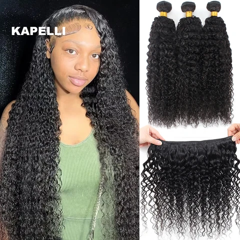 Бразильские вьющиеся пучки волос Kapelli 100% Remy 3/4