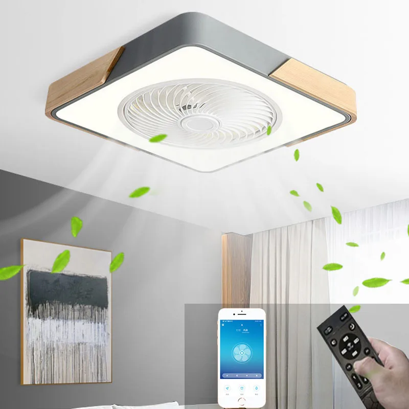 

Invisible Ceiling Fan Light APP Remote Control Dimmable 3 Color Timing Round LED Ceiling Fan Lamp Bedroom Simple Fans Ventilator