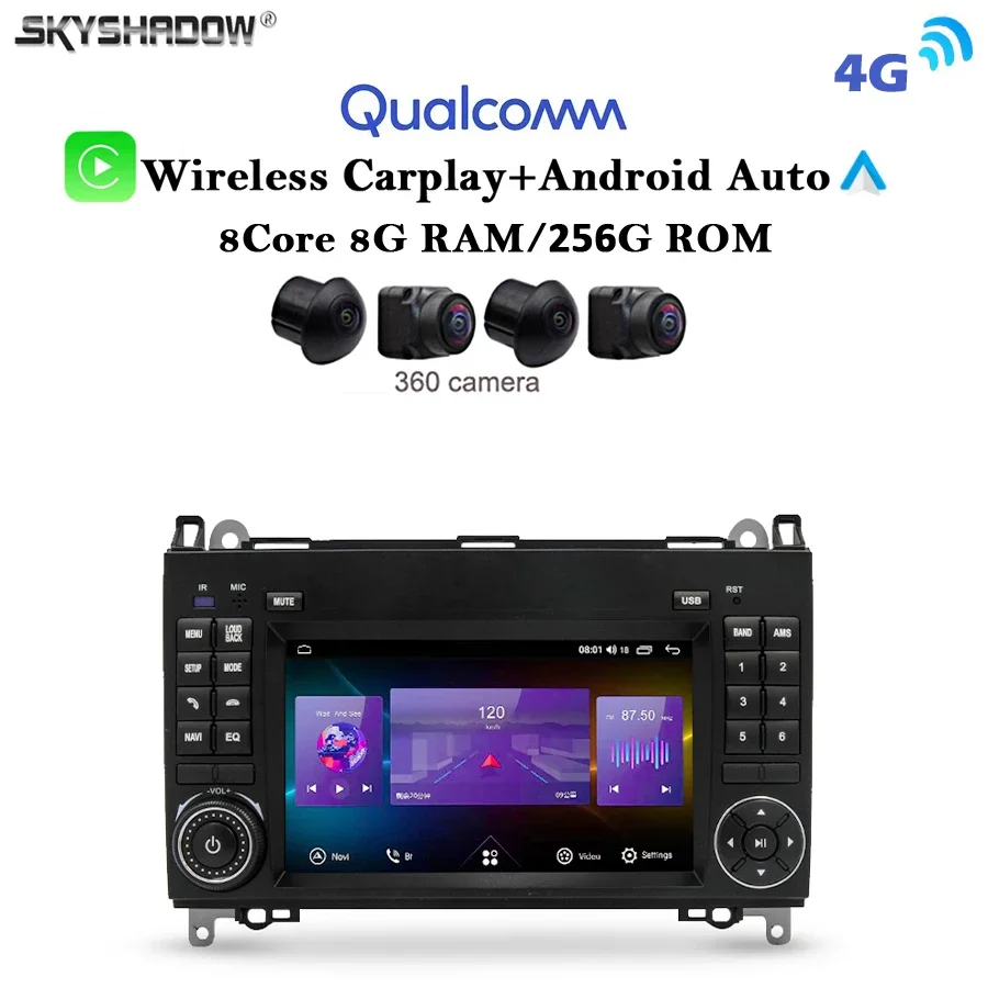12G+256G Carplay Auto Android 13.0 IPS Samochodowy odtwarzacz DVD GPS mapa WIFI Bluetooth Radio Dla Benz B200 W169 W245 Viano Vito Sprinter