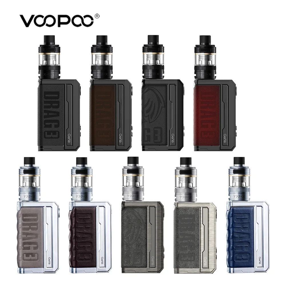 Original VOOPOO Drag 3 TPP-X Kit 177W  5.5ml Dual 18650 Batteries (Not Included) 0.1-3.0ohm Electronic Cigarette Vape Mod Kit