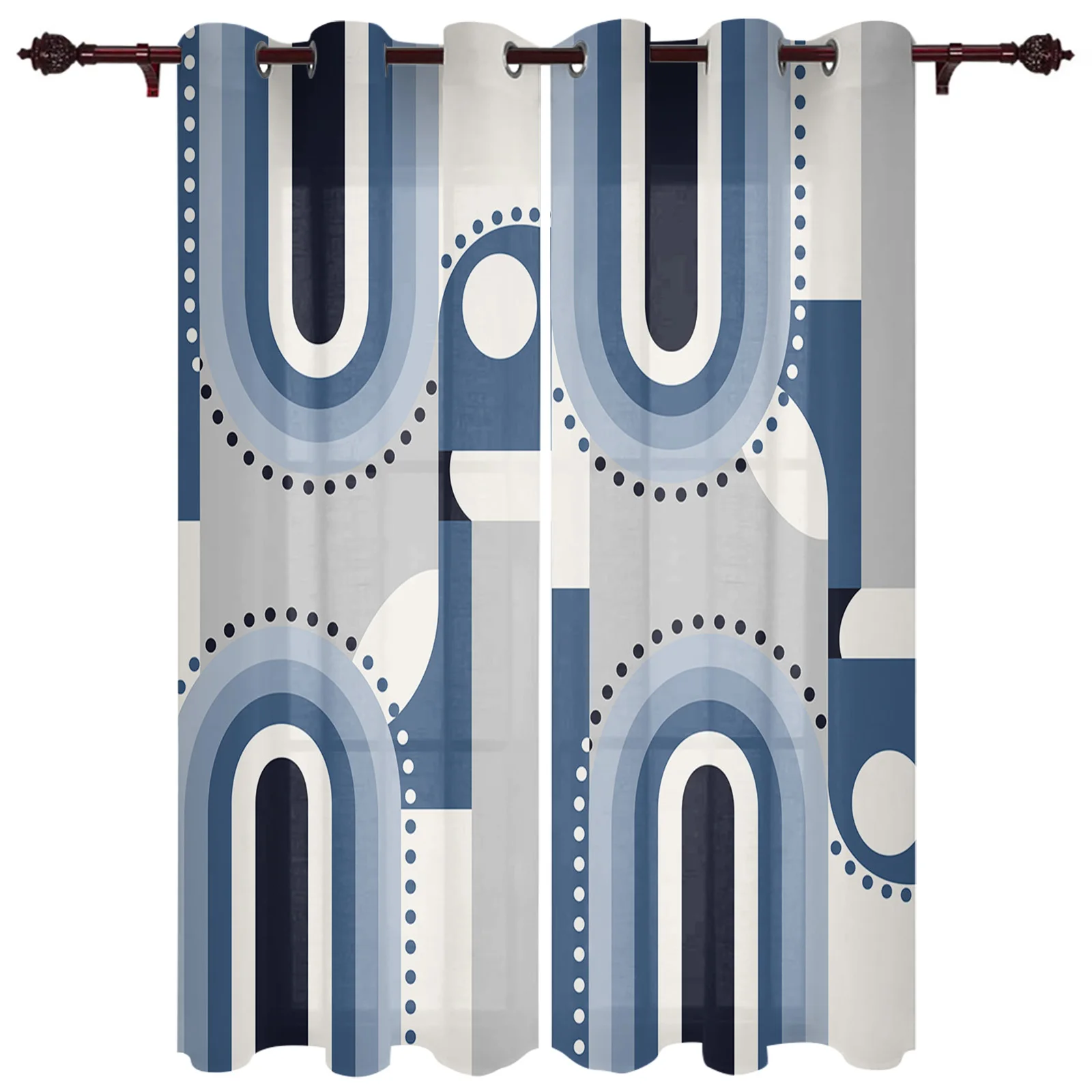 

Retro Medieval Abstract Geometry Luxury Window Curtains Printed Curtains for Living Room Kitchen Home Decor Valance Drapes