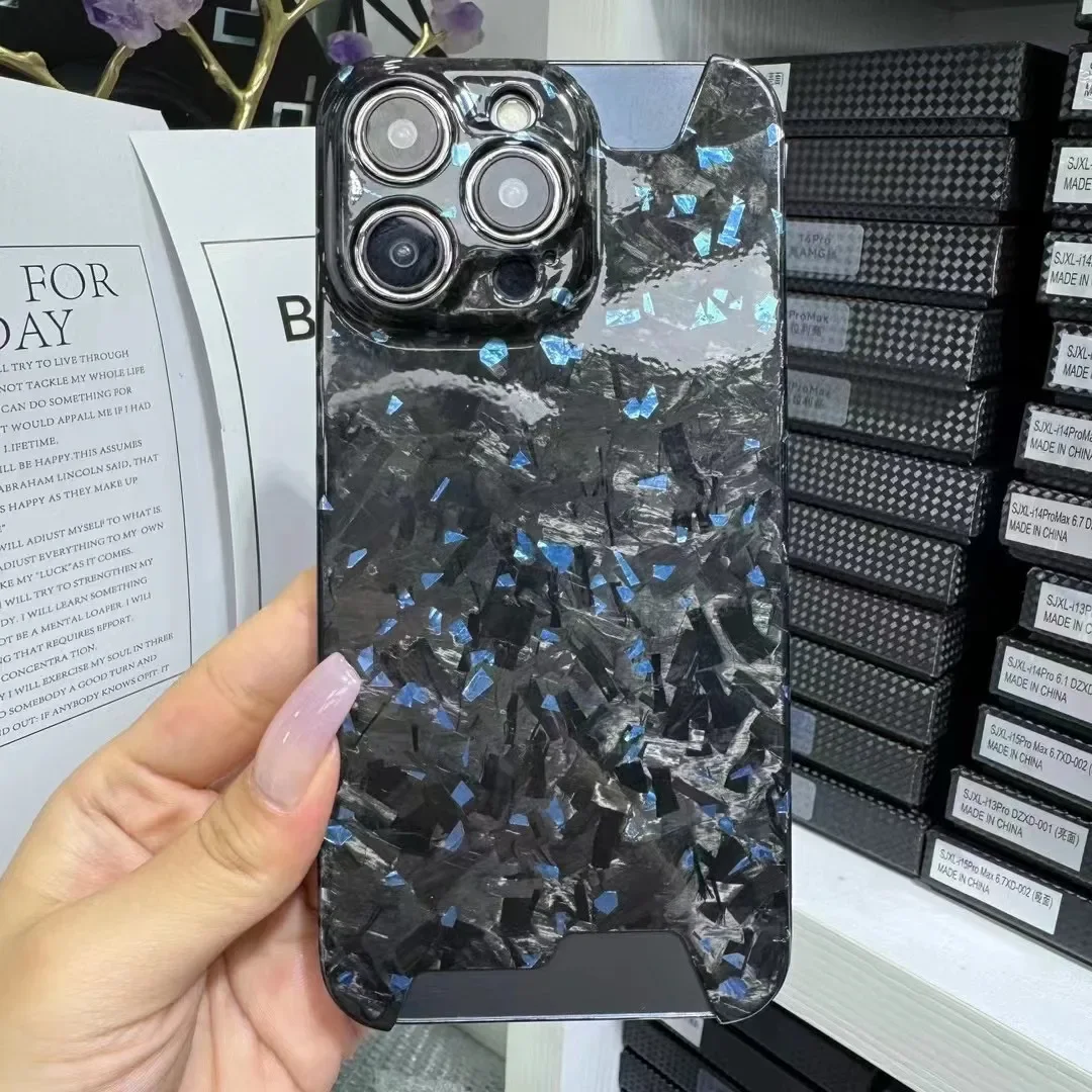 Чехол из натурального углеродного волокна для iPhone 14 15 Pro Max 15Pro блестящий