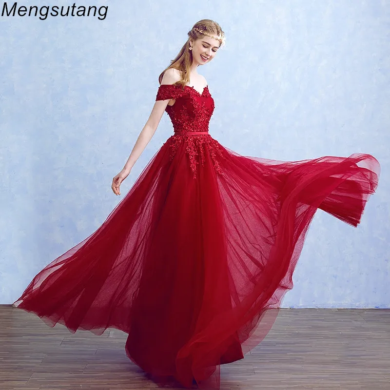 

Robe de soiree Boat Neck Beading with Appliques Long Evening Dresses Elegant Lace vestido de festa Banquet Party Prom dresses