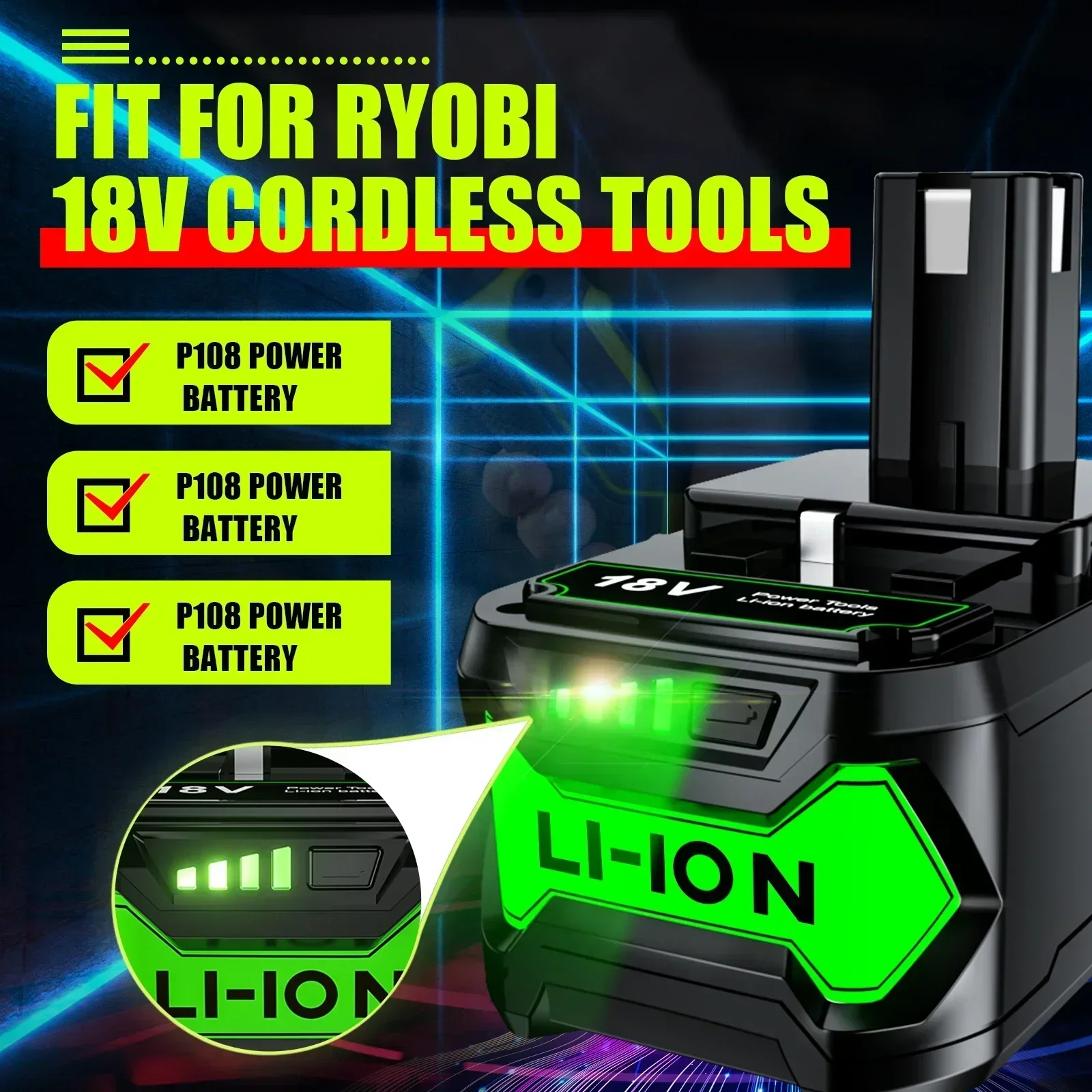Аккумулятор для RYOBI P108 18 В One + Plus