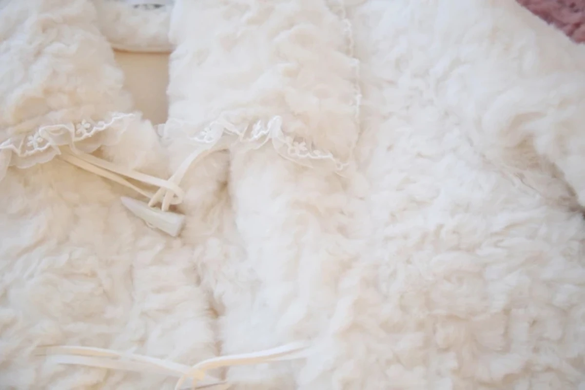 Autumn Winter Woman New Faux Fur Coat Loose Sweet Korean Fashion Tops Cute Kawaii Lace Patchwork Lamb Wool Warm Jacket Clothing