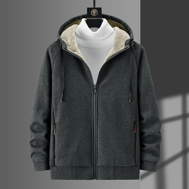 Winter Zip Pockets Men's Warm Jacket Thick Fleece Thermal Coat Man Outdoors Windbreaker Casual Jackets Plus Size 6XL 7XL 8XL