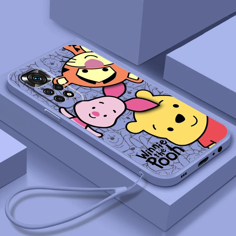 

Disney Winnie The Bear Phone Case For Xiaomi Redmi Note 12 11T 11S 11E 10S 10T 10 9T Pro Plus Liquid Rope Funda Cover