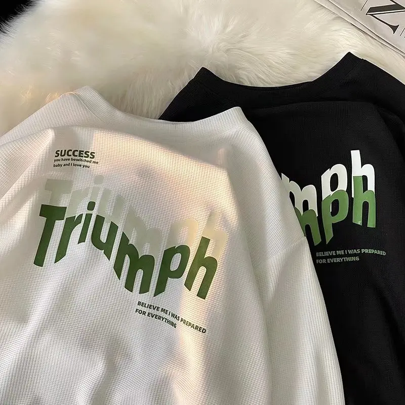 

short sleeve t-shirt men's high street fashion brand letter printing T-shirt Hong Kong Style loose and versatile half sleeve top