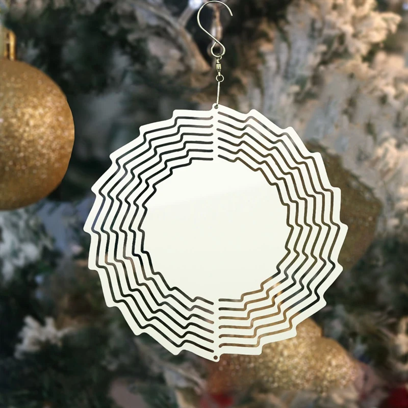 

6 Pack 8 Inch Aluminum 3D Sublimation Wind Spinner Double Sided Circle Sublimation Garden Wind Spinners For Yards&Garden