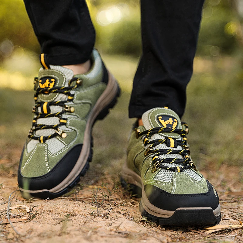 STRONGSHEN Men's Hiking Shoes Suede Leather Outdoor Climbing Shoes Wear-resistant Trekking Walking Hunting Tactical Sneakers