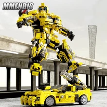 Bumblebee 트랜스포머 로봇 빌딩 블록, MOC 세트, 벽돌 장난감, 자동차 크리스마스 선물, 어린이 소년 기술, 2 in 1