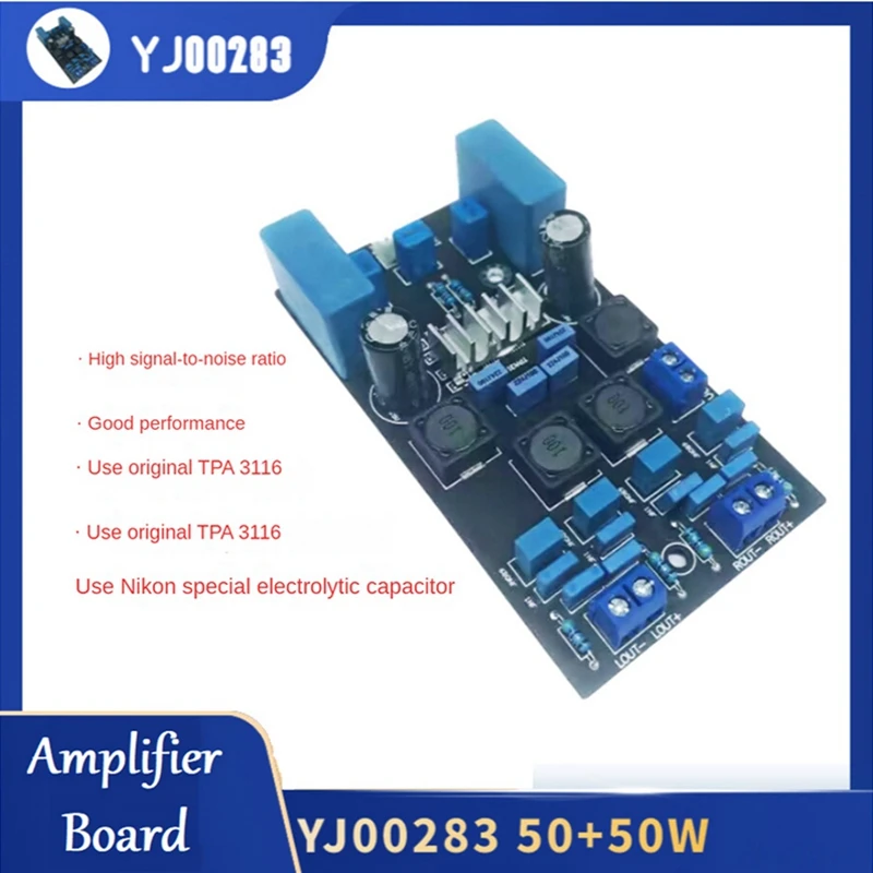 

1 Piece 50Wx2 Audio Power Amplifier Board Blue Digital 2.0 Channel Amp Module YJ00283
