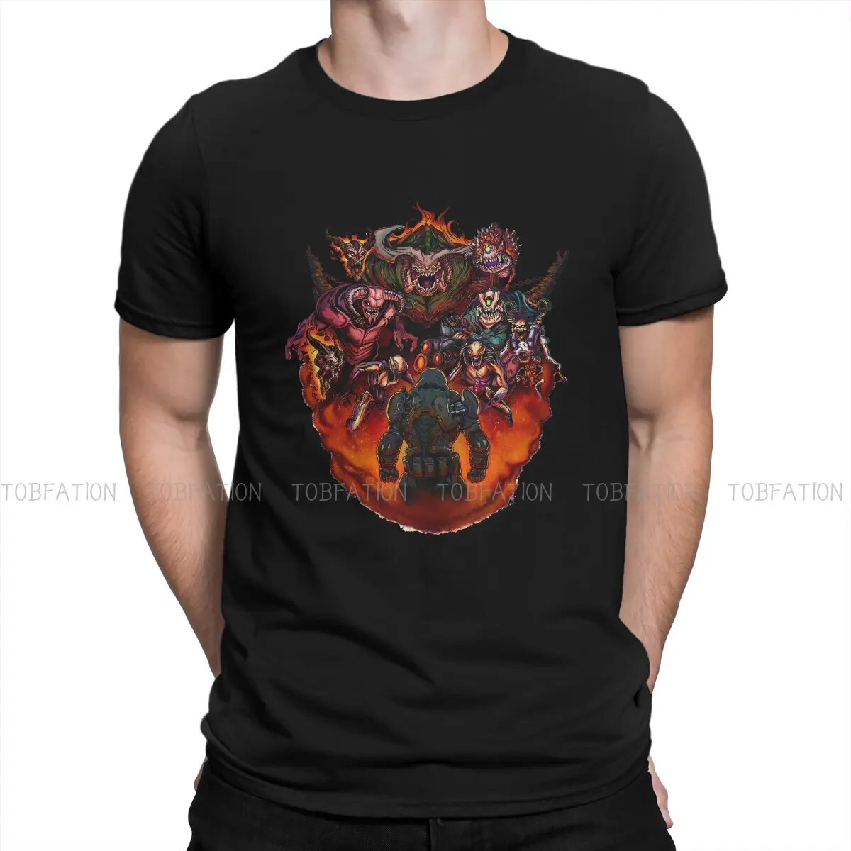 

Doom Slayer Game Fight Like Hell T Shirt Classic Graphic Teenager Summer Large Cotton Men's Tees Harajuku O-Neck TShirt