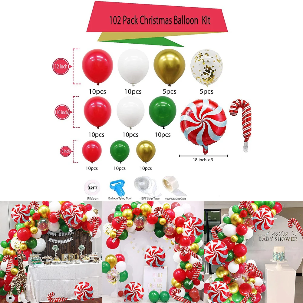 

Christmas Balloon Garland Arch Kit Christmas Red White Candy Balloons Gift Christmas Decoration For Home Door Baloon Ornament