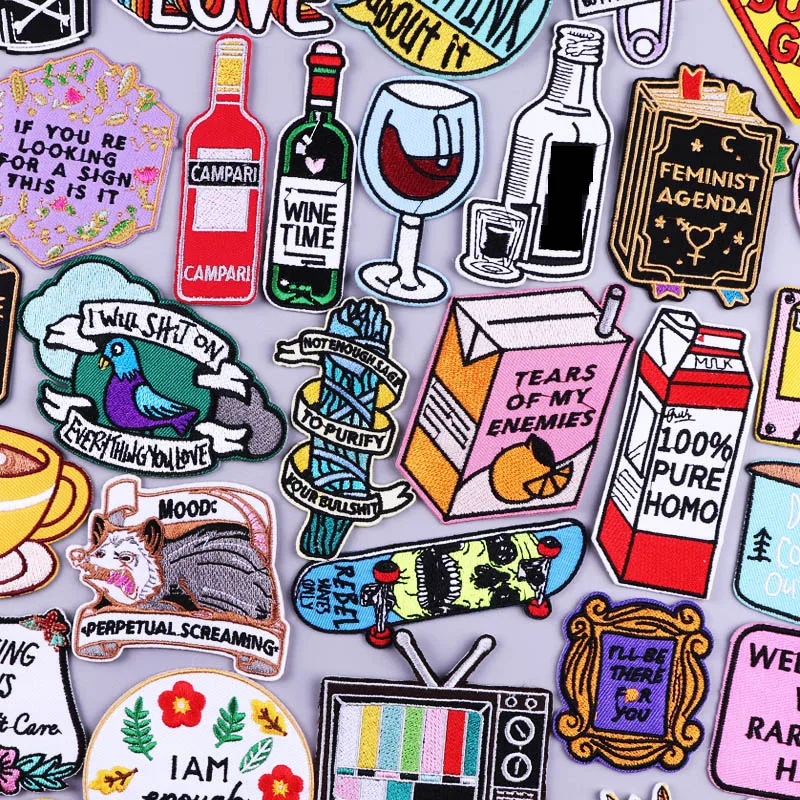 Мультяшный значок нашивки с вышивкой в виде букв и животных на одежду аппликация