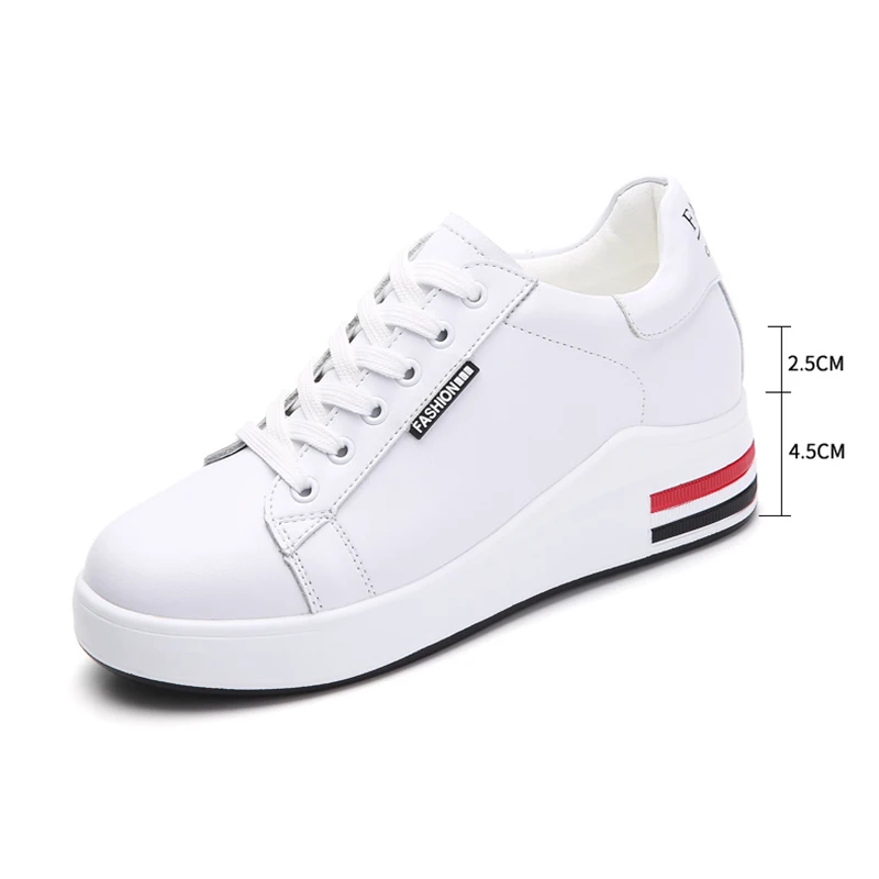 

New Leather Women's Shoes High Wedge Heel 2022 Casual Fashion Shoes For Female Thick Soles Comfortble Versatile Shoes Woman