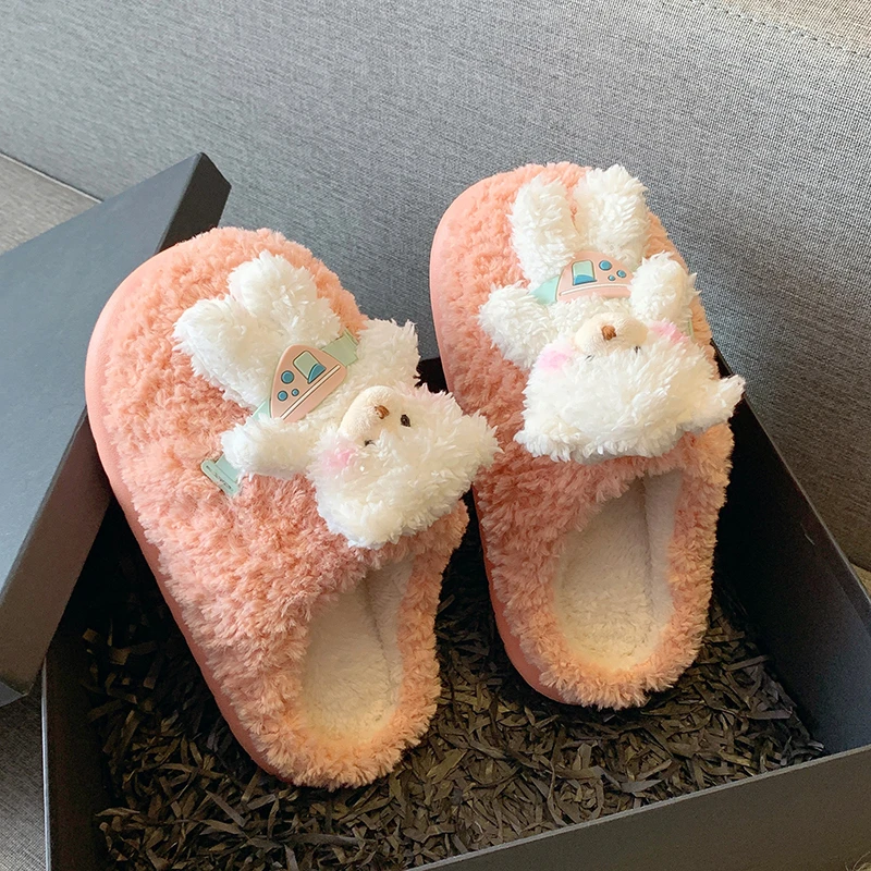 

Маленькие тапочки с животным медведем, женские/мужские двойные тапочки для дома, спальни, теплая удобная зимняя обувь с мехом