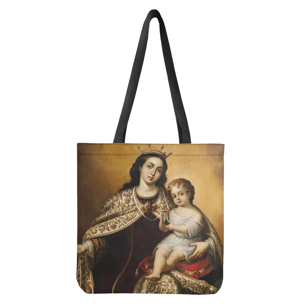 Large Capacity Eco Friendly Shopping Bags Storage Sturdy Portable Our Lady Of Mount Carmel Travel Grocery Tote Reusable Foldable