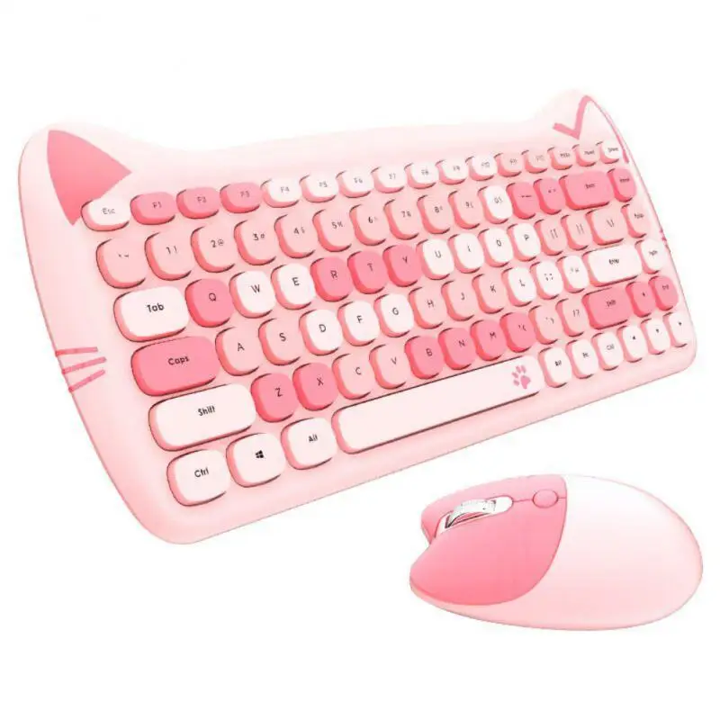2400dpi Mini Keyboard Mouse Cute Meow Photoelectric Keyboard And Mouse Waterproof For Gamer Usb Wireless 2.4g Keyboard Mouse Set