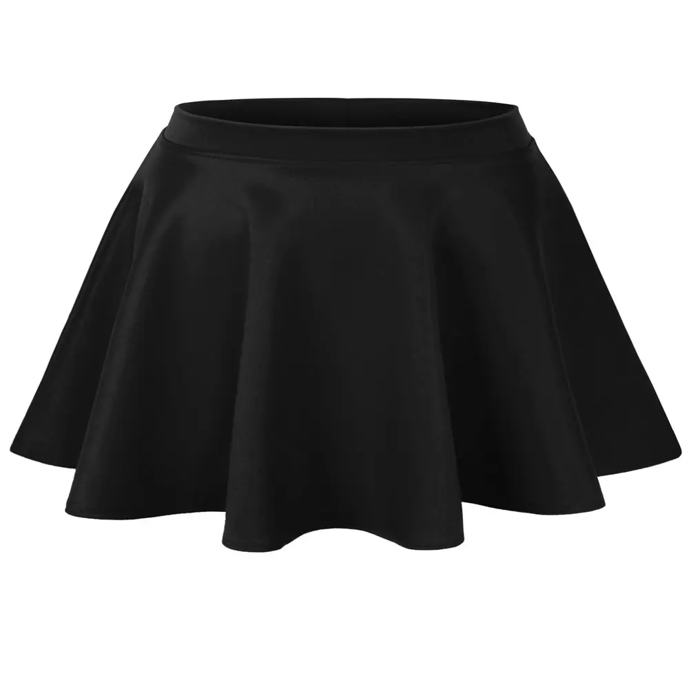 

Бесплатная доставка, Женская Базовая однотонная универсальная эластичная расклешенная повседневная юбка фигуристки