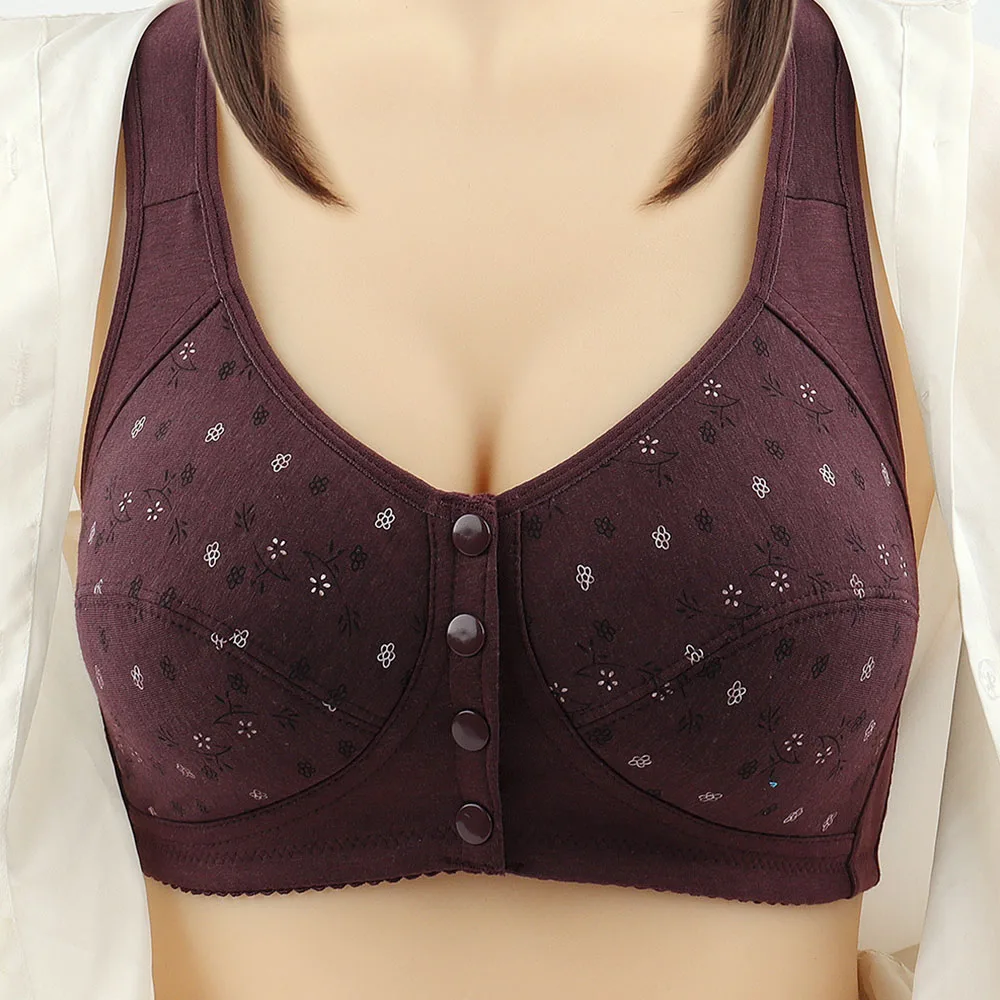 

Cotton Front Closure Bra Wire Free Unlined Bras for Women Push Up Bra For Everyday Underwear Unlined Bralette Women Bra A B C