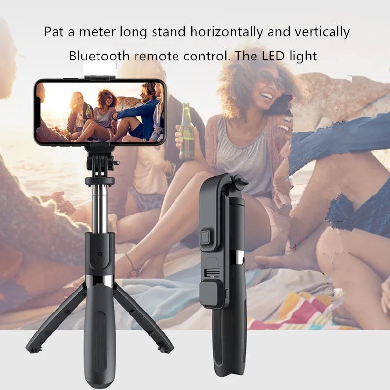 ylw wireless bluetooth handheld gimbal stabilizer mobile phone selfie stick tripod with fill light shutter for ios android free global shipping