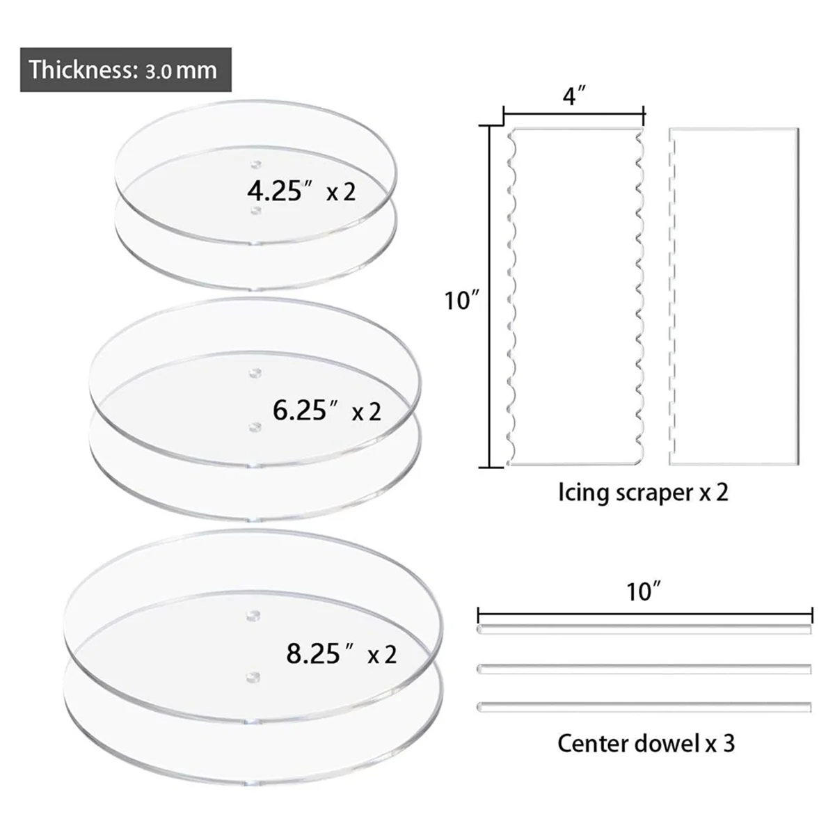 Набор акриловых круглых дисков для торта набор скребки расбивания стержни