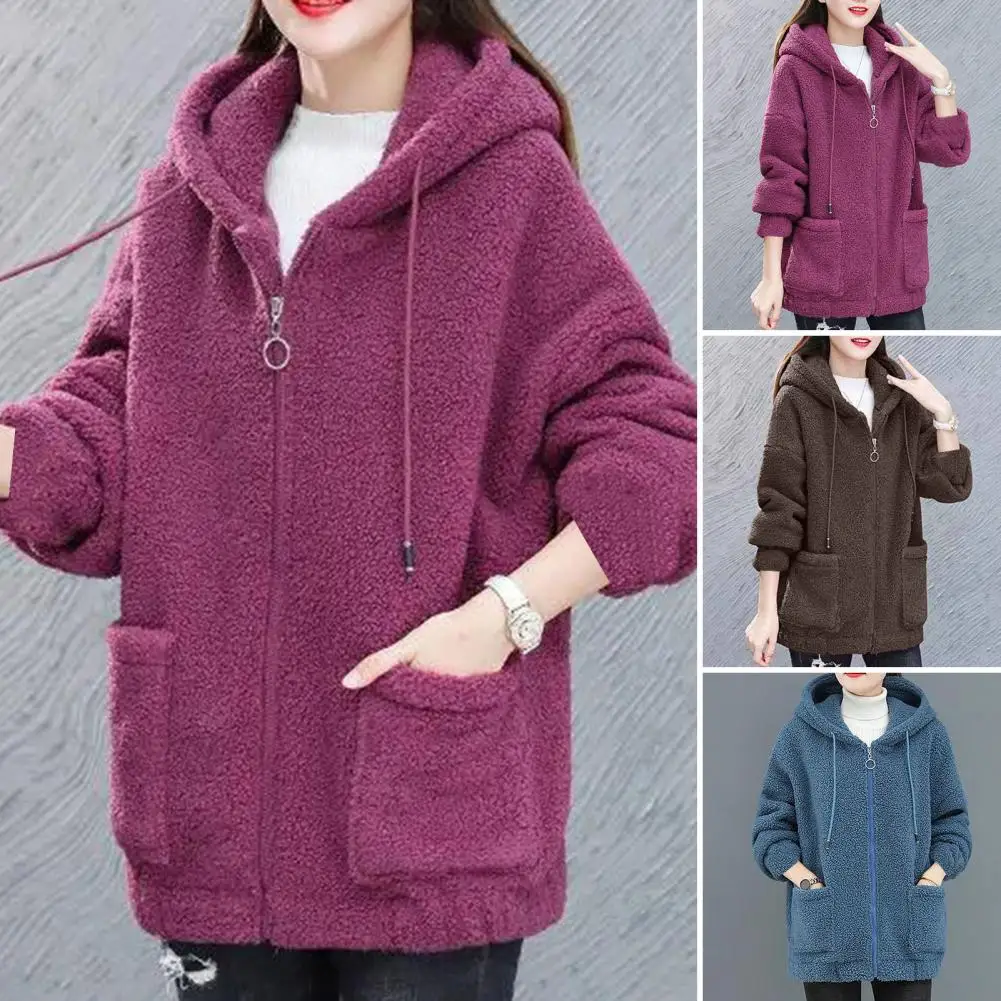 

Fabulous Lady Winter Coat Outerwear Winter Jacket Pockets Soft Fleece Lady Winter Coat Thermal