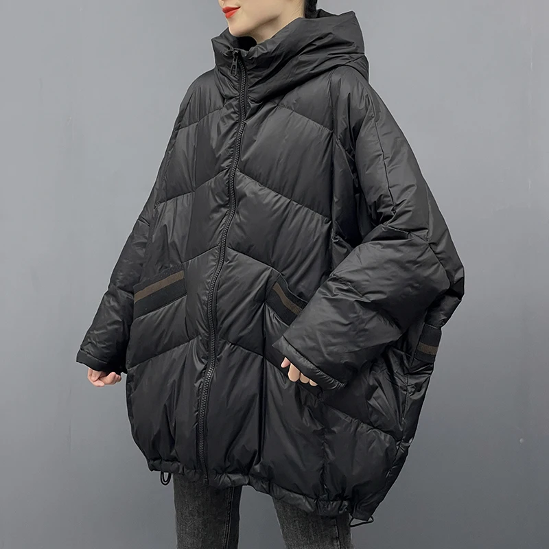

2023 Winter Off Season New Down Coat Women's Mid length Hooded Extra Large 200kg Loose Pregnant Women's Thickened Coat