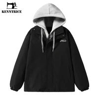 kenntrice spring trends solid color casual men jacket stylish japanese hooded coat loose long sleeved teenager baseball clothes