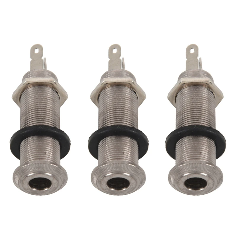 

3X Electric Guitar Jack Chrome Threaded Cylinder Output Input Jack Plug Sockets 1/4 Inch For Electric Guitar