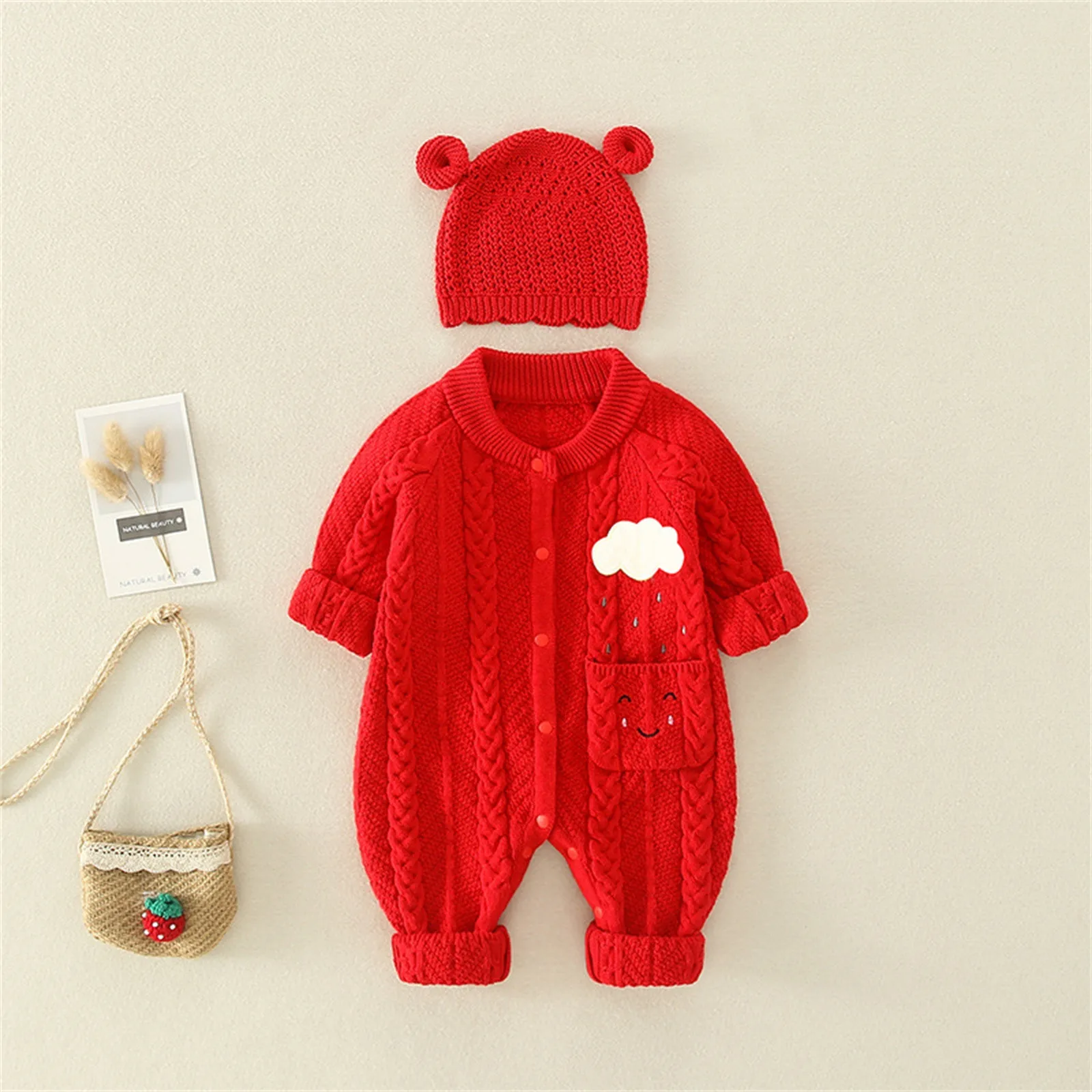 Детский хлопковый комбинезон с длинным рукавом для девочек и мальчиков