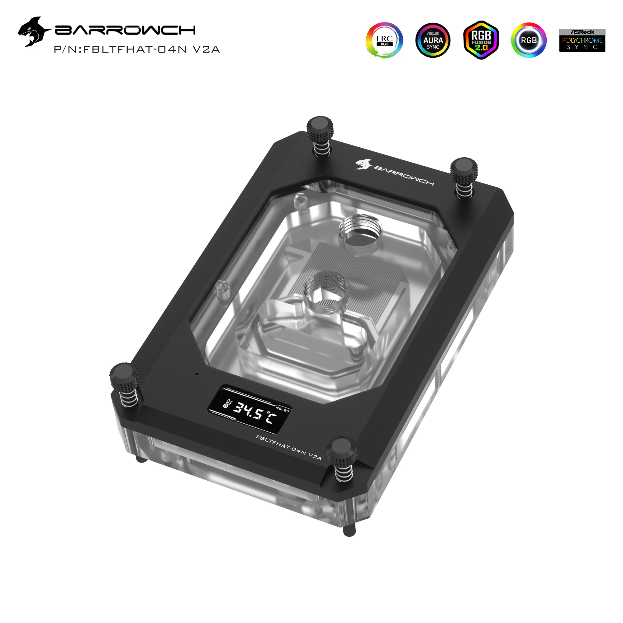 

BARROWCH AMD Threadripper X399 TRX4 SP3 Processor CPU Water Cooler Block,With Temperature Display Screen,FBLTFHAT-04N V2A