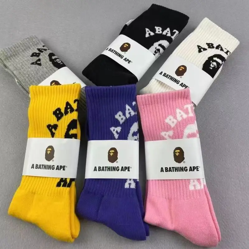 Fashion Embroidered Mid Tube Socks BAPE Thick Cotton Towel Bottom Skateboard Sports Basketball APE Wholesale Ventilate Cool Gift