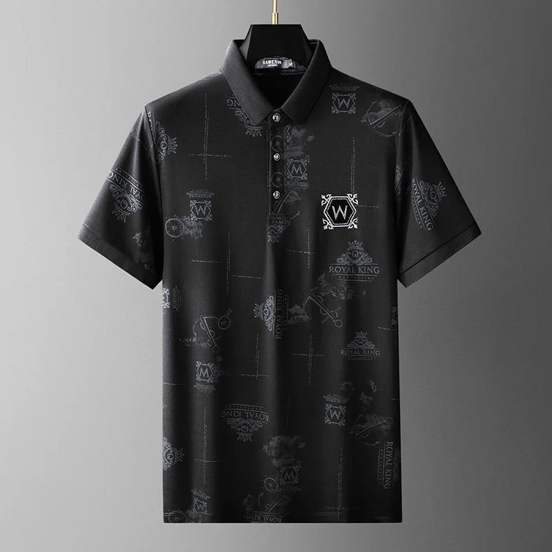 

short luxury European high-end sleeved POLO shirt men's new summer top fashionable embroidery brand lapel casual T-shirt men