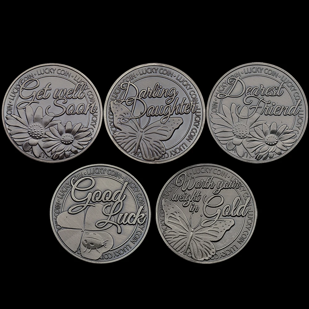 5 шт., счастливая монета «получить успех», дорогой дочь, самый дорогой друг, вызов, монета, выражение любви, памятная медаль