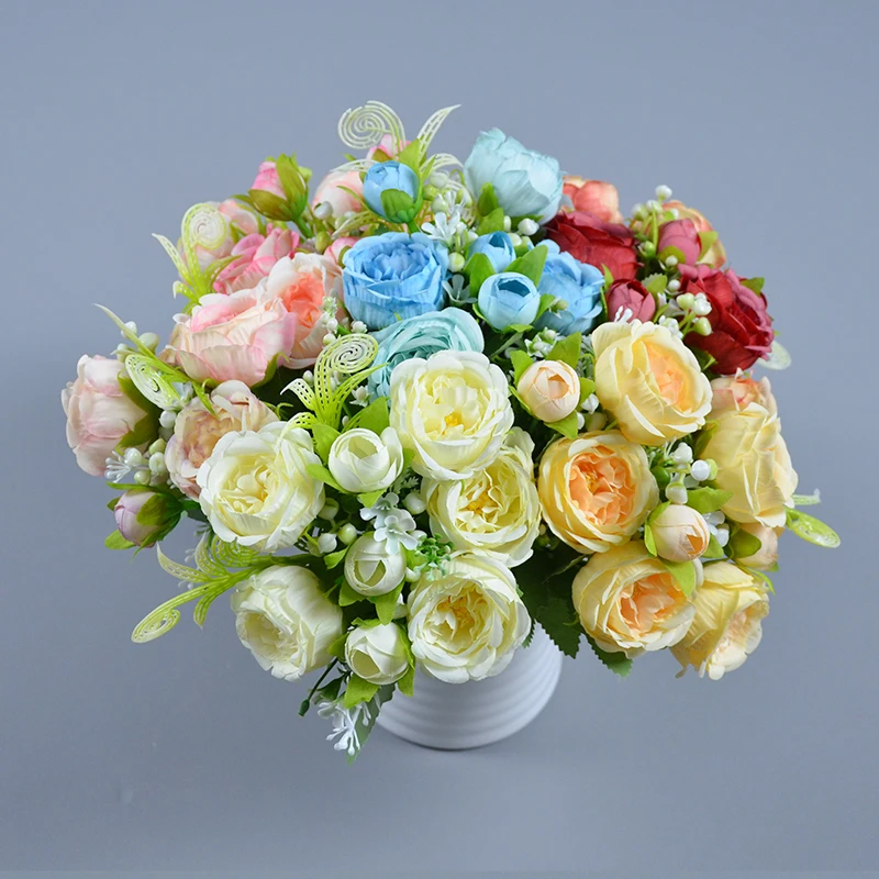 30 см Новый розовый Шелковый Пион искусственный цветочный букет 5 больших головок