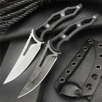 outdoor fixed blade d2 blade g10 handle survival tactical chain knife hunting camping rescue knives edc tool with k scabbard